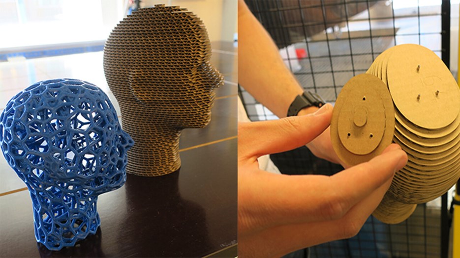 3D-printade och laserskurna huvuden från Makerspace
