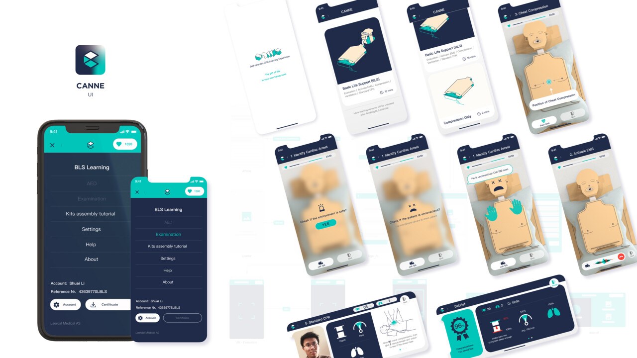 Bild p&aring; Shuai Lis projektarbete, ett sj&auml;lvinl&auml;rningskit f&ouml;r hj&auml;rtlungr&auml;ddning