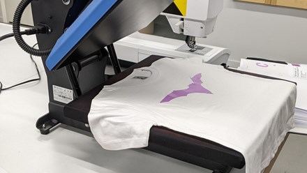 A bat t-shirt in a cutting plotter