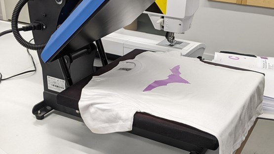 A bat t-shirt in a cutting plotter